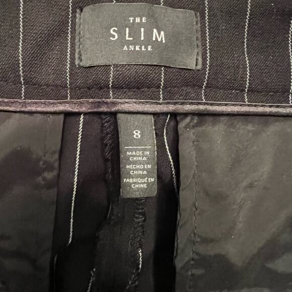 White House Black Market Pinstriped Trousers The Slim Ankle Black Size 8 - Picture 8 of 9